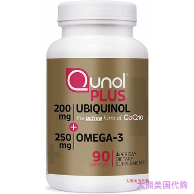 Qunol Plus 200mg Ubiquinol + 250mg Omega-3, 90 Softgels