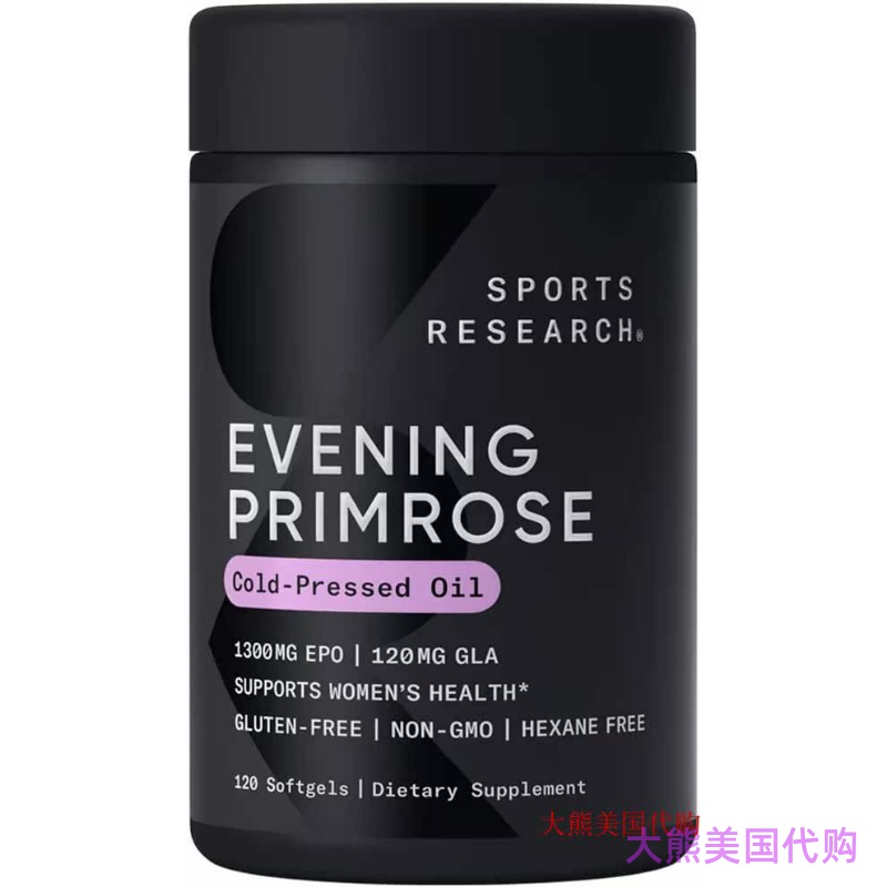 月见草油 Sports Research Evening Primrose Oil,  120 Softgels