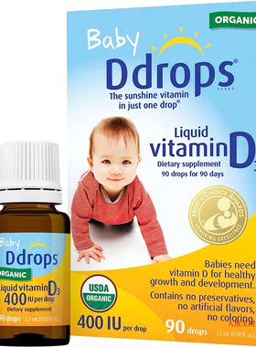 Ddrops Baby Liquid Vitamin D, 400 IU 90 Drops 宝宝维生素D3
