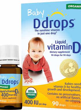 Ddrops Baby Liquid Vitamin D, 400 IU 90 Drops 宝宝维生素D3