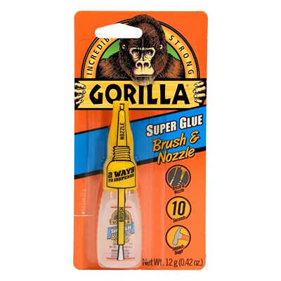 Gorilla Super Glue with Brush & Nozzle Applicator, Clear