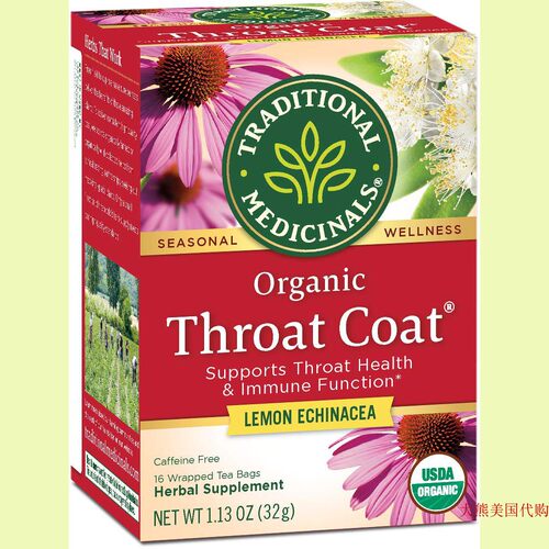 Traditional Throat Coat Lemon Echinacea Tea, 6 Tea Bags