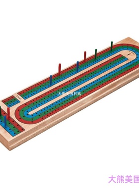 美国 Mainstreet Traditional Wooden Cribbage Board Game Set