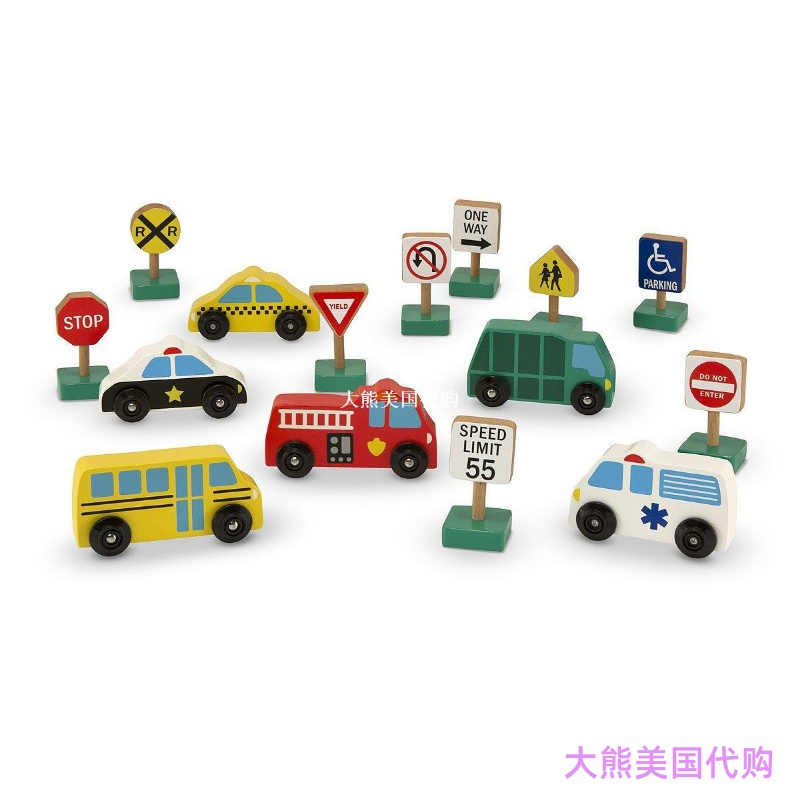 Melissa & Doug Wooden Vehicles and Traffic Signs
