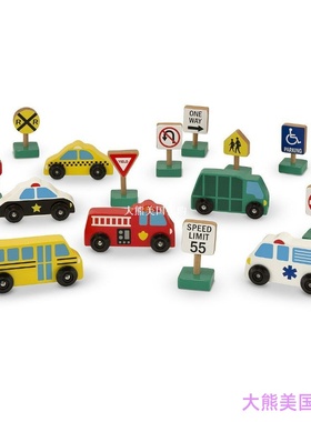 Melissa & Doug Wooden Vehicles and Traffic Signs