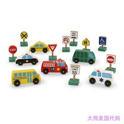 Melissa & Doug Wooden Vehicles and Traffic Signs