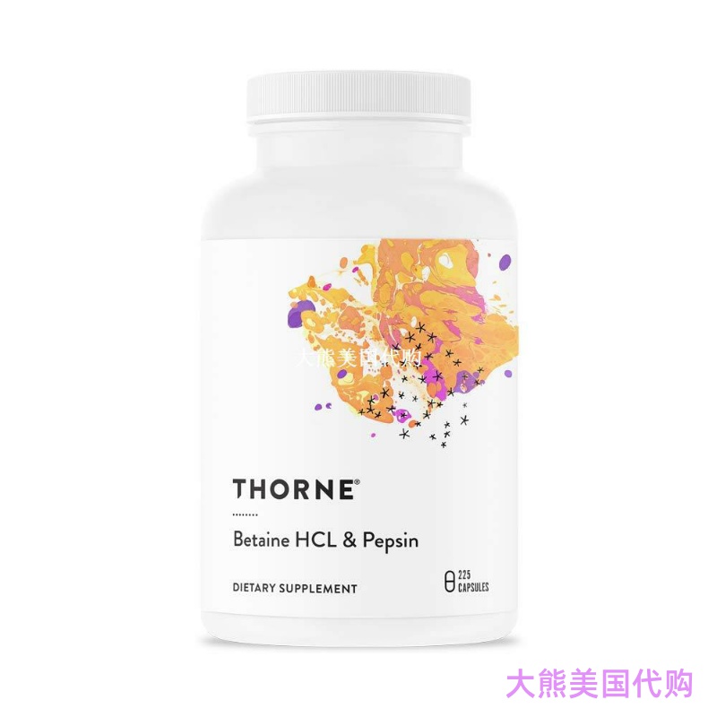 Thorne Research Betaine HCL & Pepsin, 225 Capsules