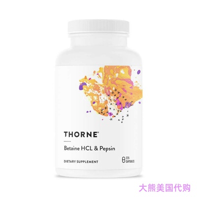 Thorne Research Betaine HCL & Pepsin, 225 Capsules