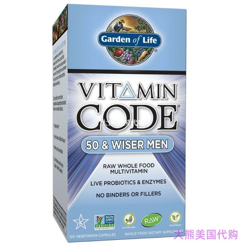 Garden of Life Vitamin Code 50 & Wiser Men's Raw Whole Food