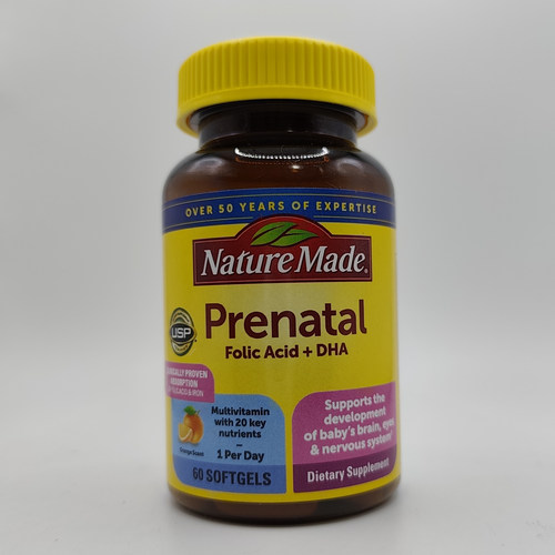 现货 Nature Made Prenatal with Folic Acid + DHA, 60 Softgels