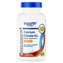 Equate Calcium Citrate+D3 Petites Tablets, 200 count