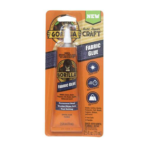 Gorilla Waterproof Fabric Glue 2.5 Ounce Tube, Clear