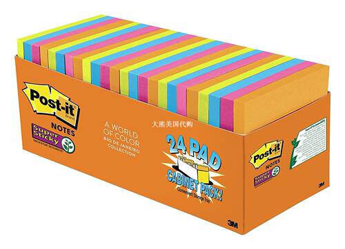 Post-it Super Sticky Notes, 3 x 3 in, 24 Pads, 654-24SSAU-CP
