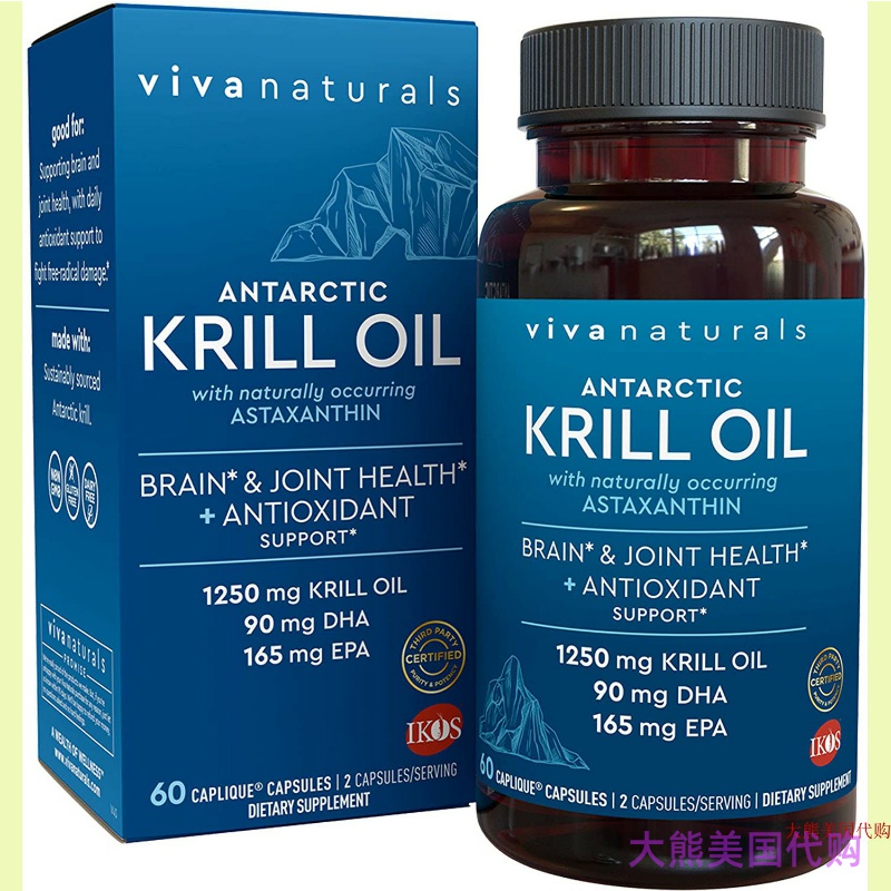 Viva Naturals Antarctic Krill Oil, 60 Capliques 南极磷虾油