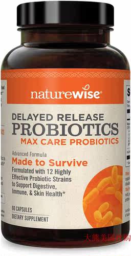 NatureWise Delayed Release Max Care Probiotics, 60 Capsules