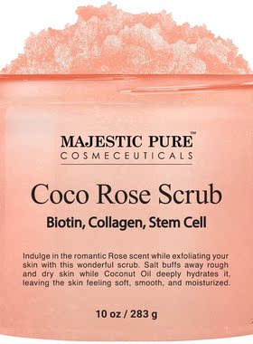 MAJESTIC PURE Coco Rose Scrub, Biotin, Collagen, Stem Cell