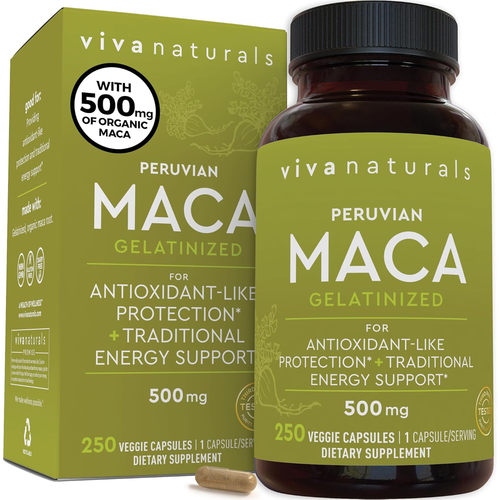 Viva Naturals Organic Maca Root, 500mg, 250 Veggie Capsules