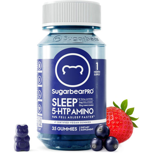 SugarbearPRO Sleep 5-HTP Amino, 6mg Melatonin, 35 Gummies