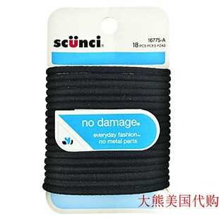 Scunci No-Damage Medium Hold Black Elastics 18-Pcs 发圈