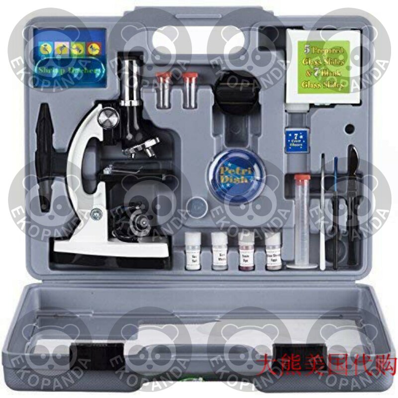 AMSCOPE 120X-1200X 52개 어린이용 초급 현미경 줄기 키트