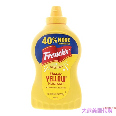 FRENCH'S MUSTARD SQUEEZE CLASSIC YELLOW 20 OZ 黄芥末酱