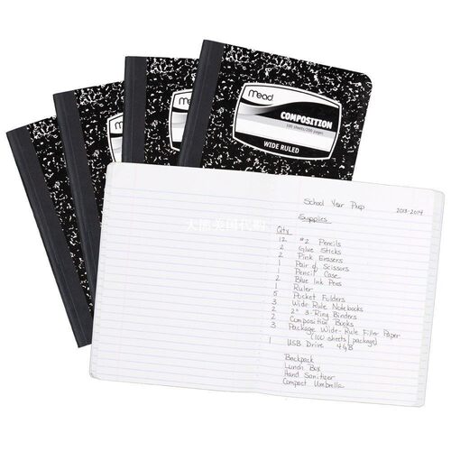 Mead Composition Books / Notebooks, Wide Ruled Paper, 5 Pack