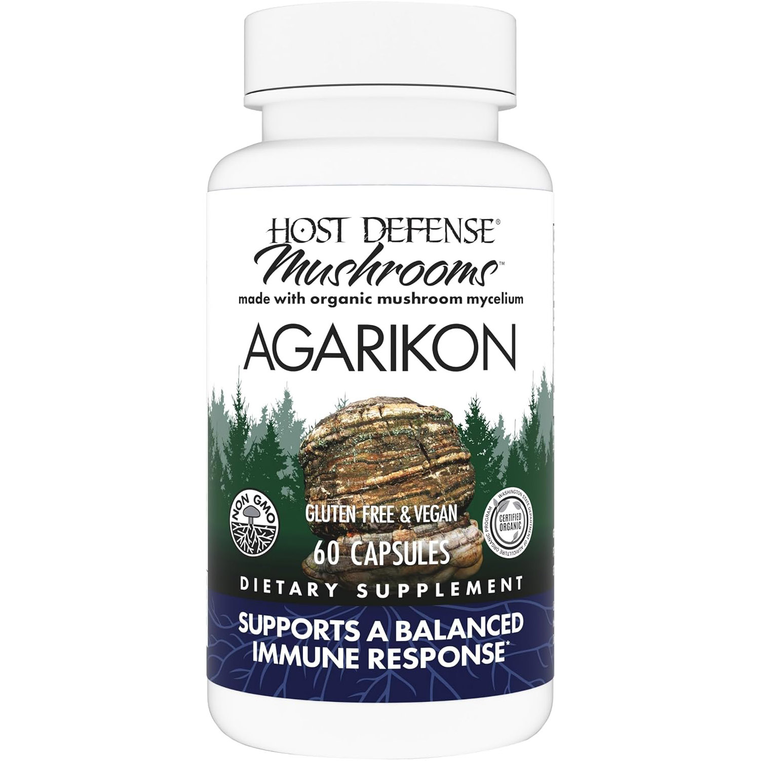 Host Defense Agarikon Capsules, Balanced Immune Support
