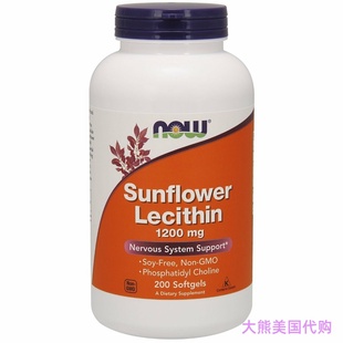 Now Foods Sunflower Lecithin Non GMO, 1200mg 卵磷脂