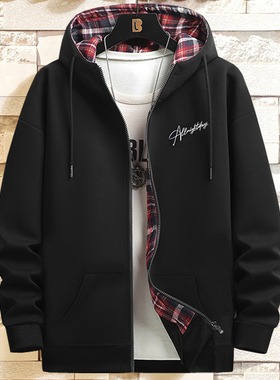 超大号特大码加肥加大肥佬胖哥400斤拼接连帽开衫卫衣带绒外套男