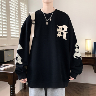 超大版 肥佬加肥加大号400斤胖哥时尚 圆领长袖 体恤卫衣男秋 特大码