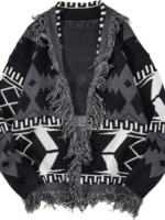 Overweight, plus-size, extra-large, fat guy, 400 pounds, fringed cardigan, cape, knitted sweater, sweater coat for men thumbnail 6