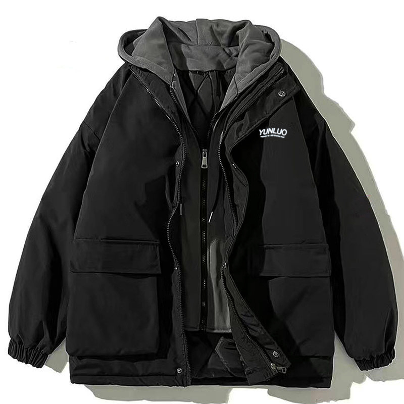 加肥加大号特大码假两件棉服外套