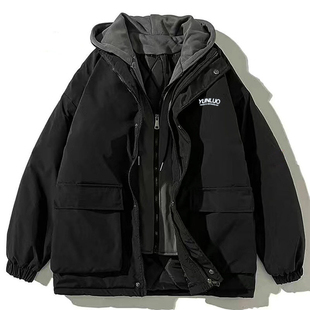 加肥加大号肥佬特大码 胖哥宽松400斤假两件棉服棉衣棉袄外套男冬