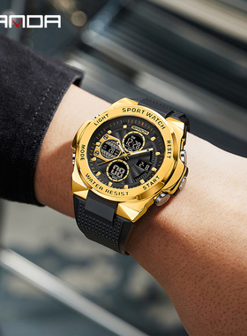 三达男士新款户外运动电子时尚多功能学生训练夜光防水个性手表男