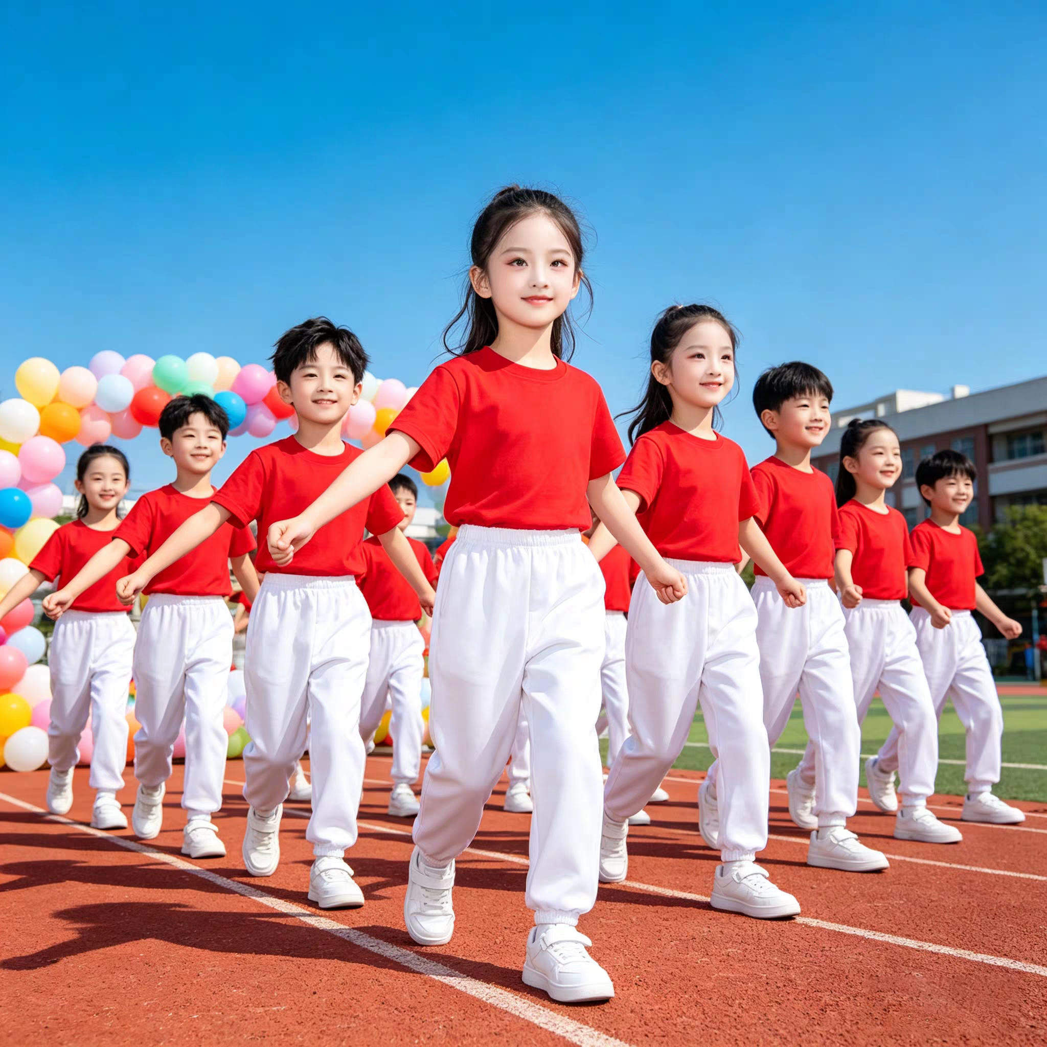 六一儿童节演出服红上衣白裤子