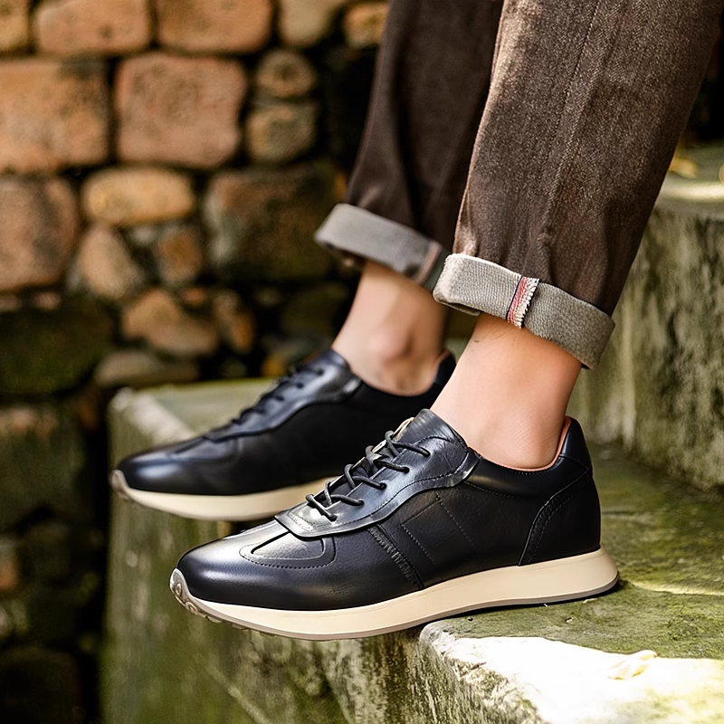 【质保90天】弓长梦男鞋真皮休闲运动鞋男款青年英伦风透气跑步鞋,流行男鞋,时尚休闲鞋,淘宝优惠券,粉丝福利购,淘宝优惠卷