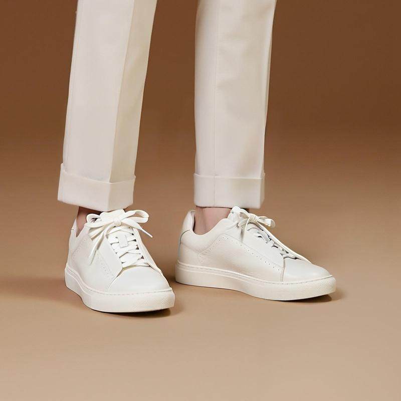 弓长梦头层牛皮小白鞋2026春季新款休闲真皮板鞋商务正装男士百搭,流行男鞋,休闲板鞋,淘宝优惠券,粉丝福利购,淘宝优惠卷