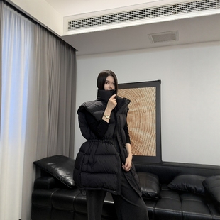 摩登197中长款立领羽绒马甲女2025冬季加厚保暖收腰无袖外套95606