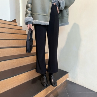 弹力显瘦九分裤 新款 2K609B 女2025冬季 摩登197松紧高腰加绒微喇裤