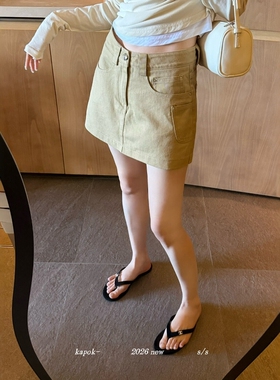 KAPOK韩系百搭牛仔短裤裙女2026春夏新款高腰显瘦A字短裙裤 26325