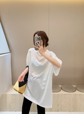 摩登197莫代尔棉宽松短袖T恤女2026夏季薄款双侧开叉圆领上衣3696