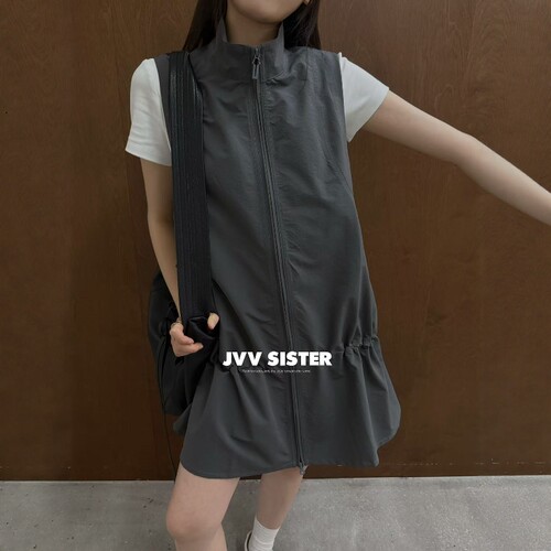JVVSISTER无袖立领工装连衣裙女