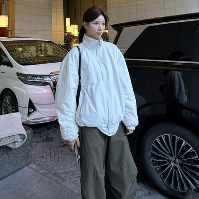 摩登197美式立领拉链加绒夹克女