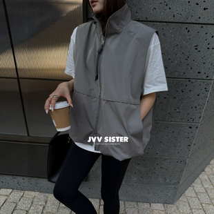 JVV 风立领马甲女2026春夏新款 无袖 坎肩背心外套72002 SISTER工装