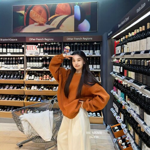 HUMSMR秋冬复合棉宽松纯色卫衣女