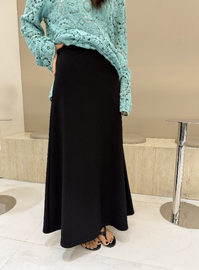 摩登197黑色鱼尾半身裙女2026春新款高腰垂感显瘦A字长裙G110005