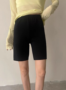 摩登197黑色骑行五分裤女2025夏季新款高腰显瘦运动打底短裤 1101