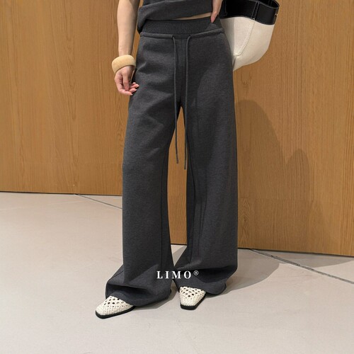 LIMO春季新款松紧腰阔腿裤卫裤女