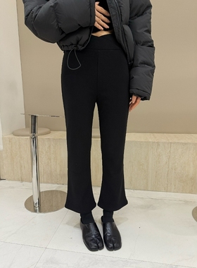 摩登197松紧高腰加绒微喇裤女2025冬季新款修身显瘦九分裤 2K608B