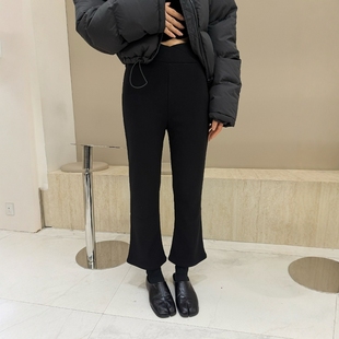 显瘦九分裤 摩登197松紧高腰加绒微喇裤 修身 新款 2K608B 女2025冬季